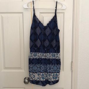 Blue and white romper